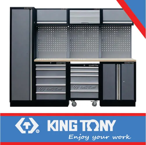 [87D11X04A-KG] Cabinet Garage Storage Set Black/Grey King Tony