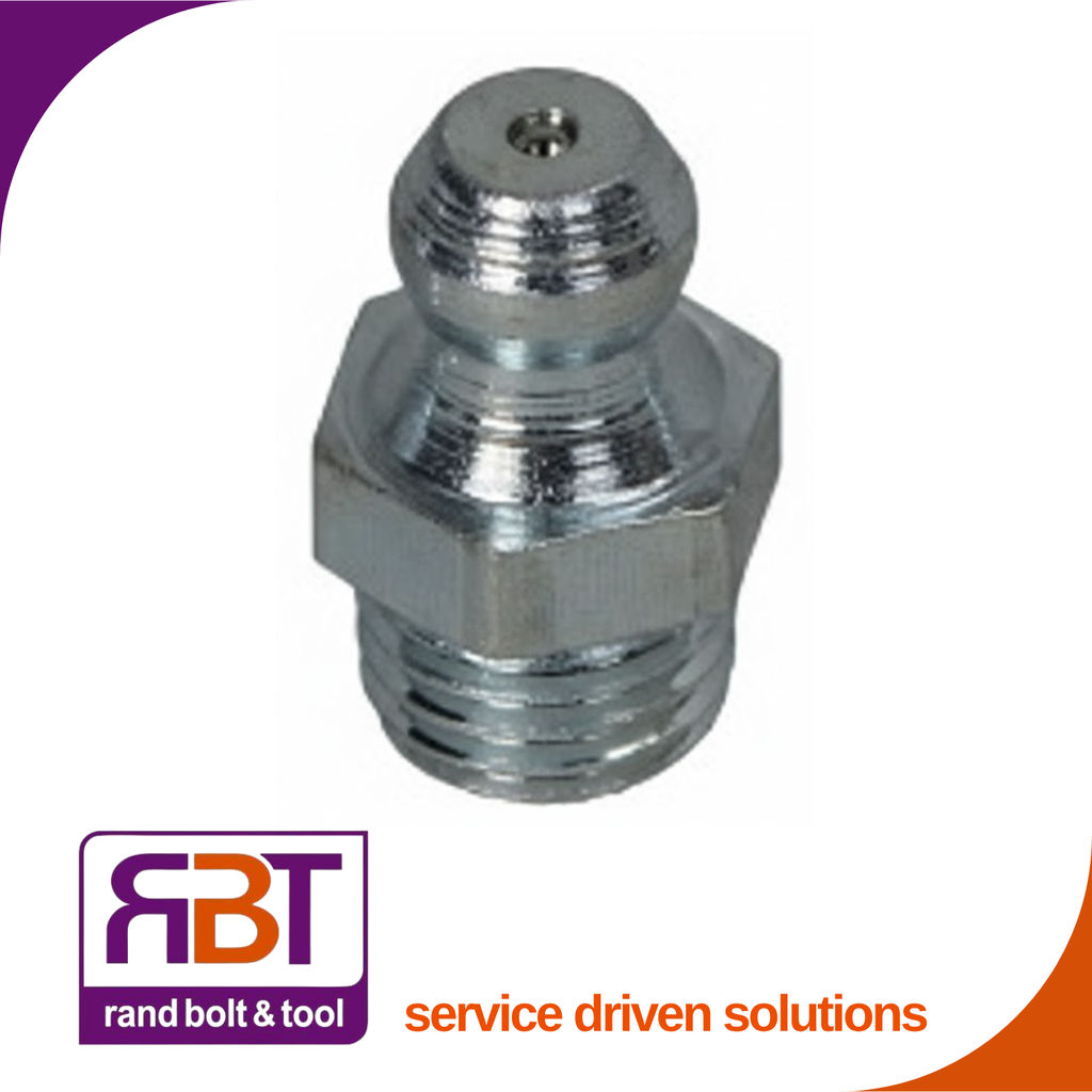 [71412F1810] Grease Nipple 10mm Metric Fine Straight 180° Nickel Plated