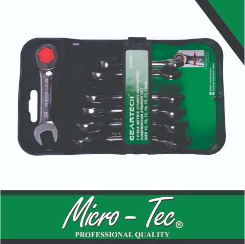 [GLMS007] Combination Wrench Set 8-19mm Ratchet Type Stubby Micro-Tec