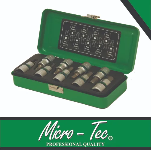 Socket Bit Set Hex H4-H14 9pc Micro-Tec