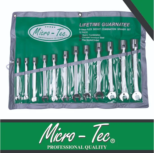 Socket Wrench Set 8-19mm 12pc Flexible Micro-Tec