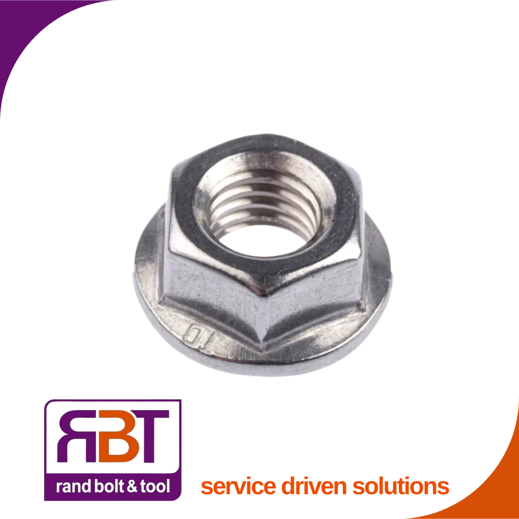 Flange Nut M8 x 1.25 A2 Stainless Steel DIN 6923