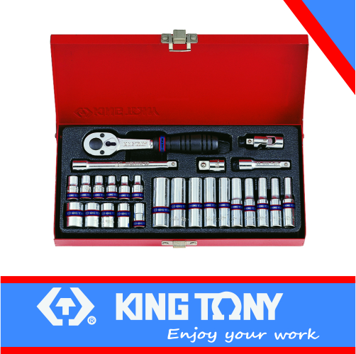 [2526MR] Socket Set 1/4dr Metric Deep & Standard 4-13mm 26pc King Tony