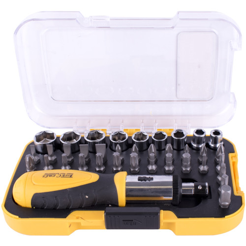 Screwdriver Ratchet C/W Sockets and Bits 37pc