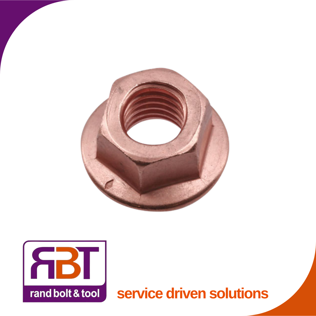 Flange Nut M8 x 1.25 Copper DIN 6923 