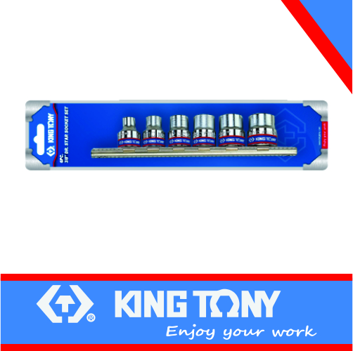 [3106PR] Socket Set E8-E18 Female Torx 3/8dr 6pc King Tony
