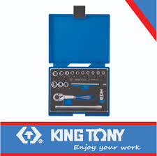 Socket Set 1/4dr 4-13 17pc 6pt King Tony