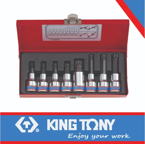 [4128PR] Socket Set 1/2dr Spline 5-16mm 8pc King Tony