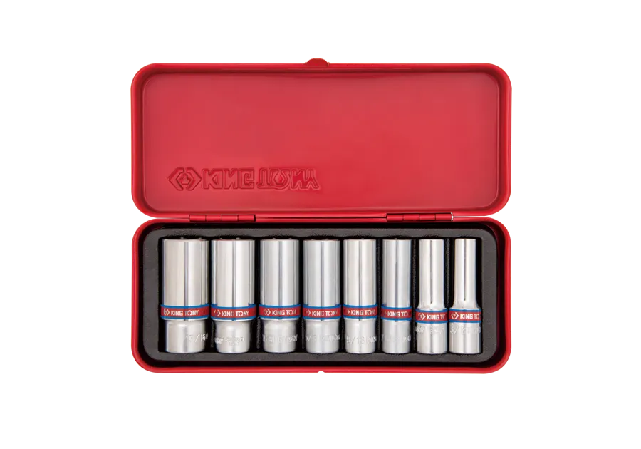 [3508SR] Socket Set 3/8dr Deep 3/8-13/16 6pc 6pt King Tony