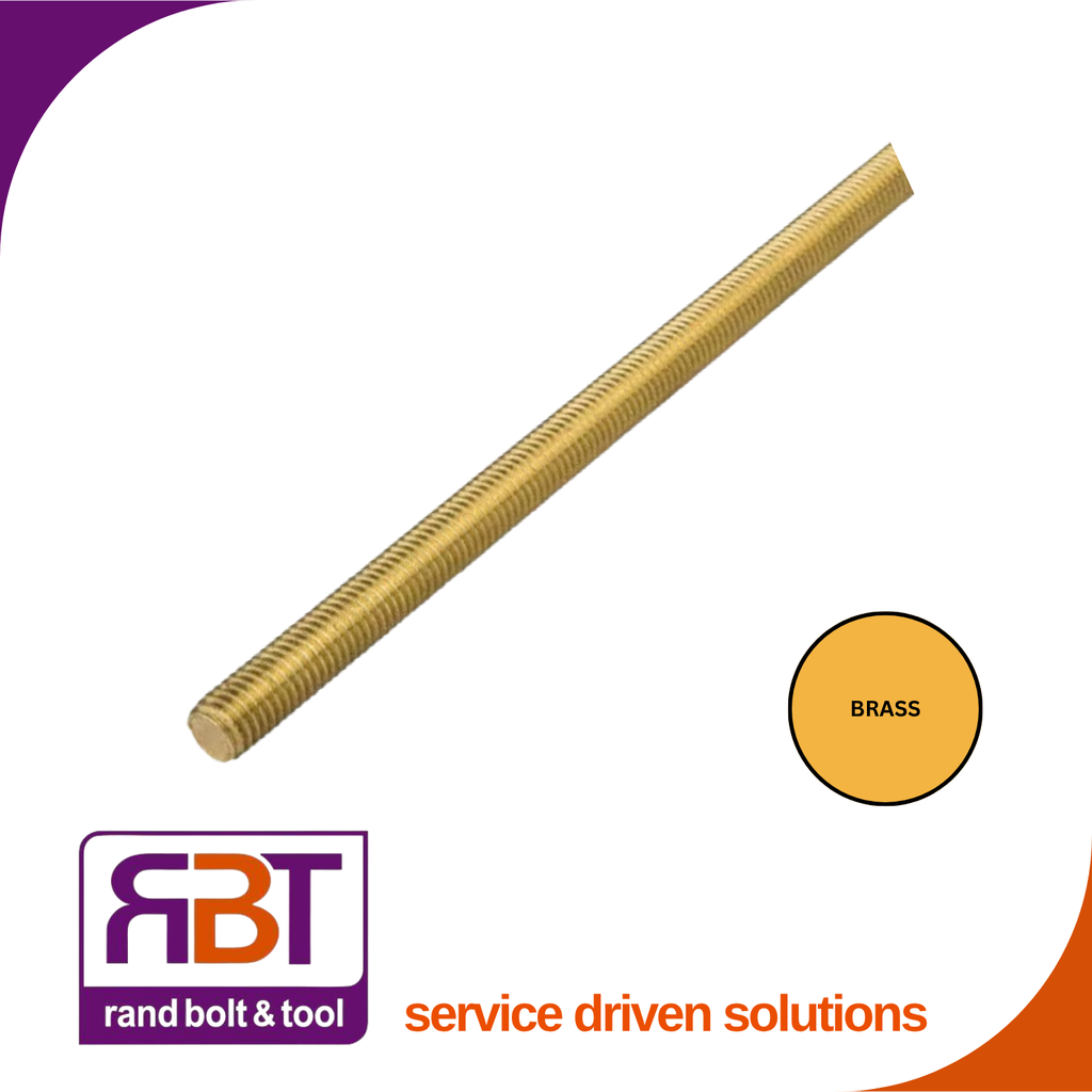 Threaded Rod M10 x 1m Brass DIN 976