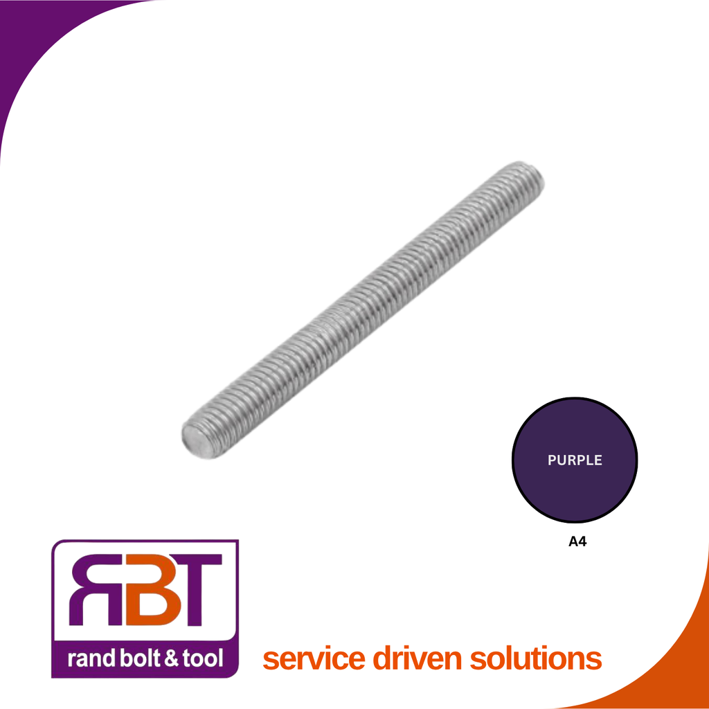 Threaded Rod M36 x 1m A4 Stainless Steel DIN 976