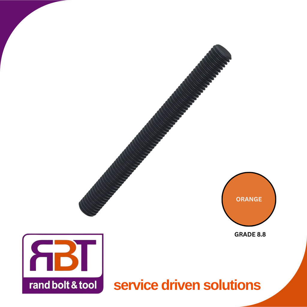 [976B8121] Threaded Rod M12 x 1m Black Gr.8 DIN 976