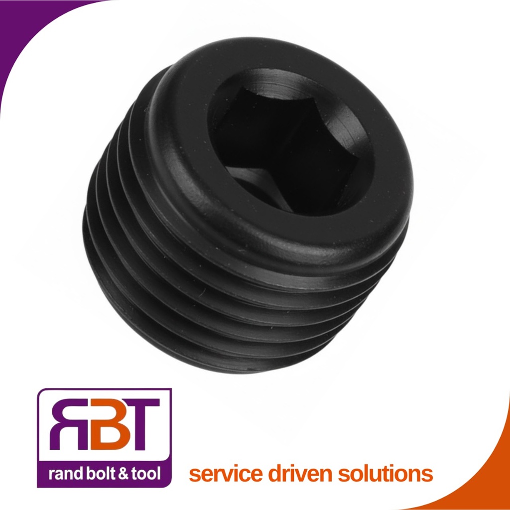 [B223812] Plug NPTF 3/8 x 1/2 Black High Tensile ANSI B22