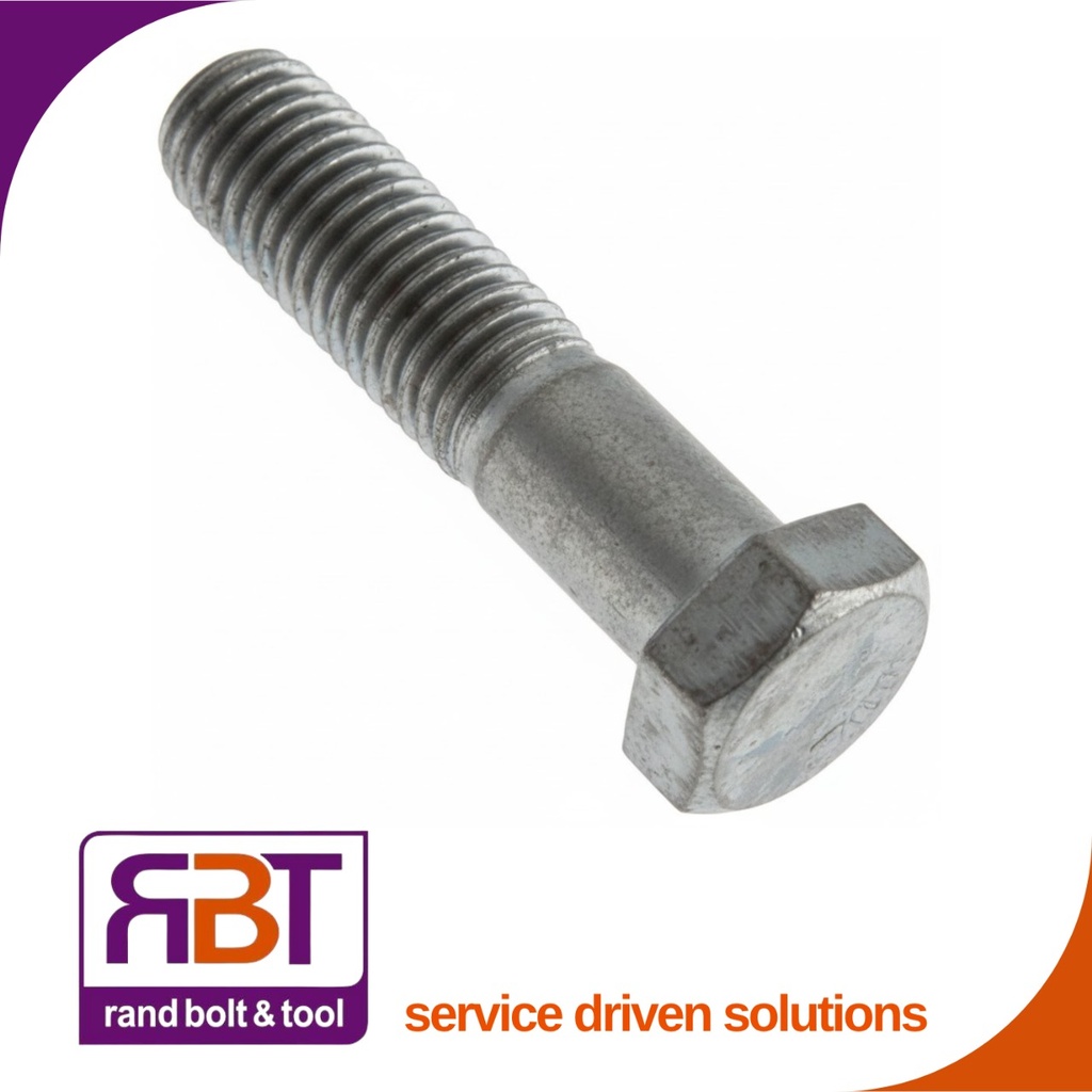 Bolt M10 x 165mm 25kg Hot Dip Galvanized Gr.4.8 (tba) DIN 601