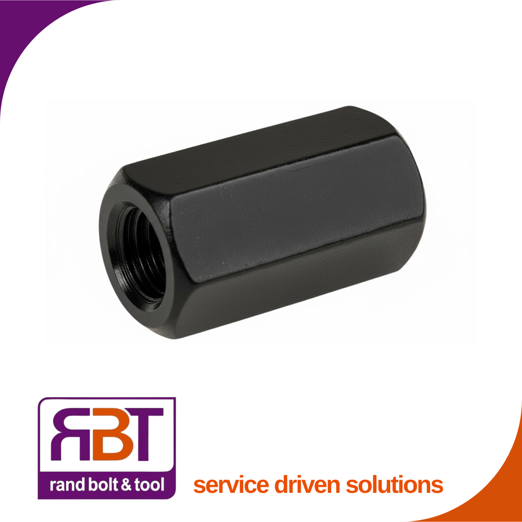 [6334FB812125] Coupler Nut M12 x 1.25 Metric Fine Black Gr.8 DIN 6334