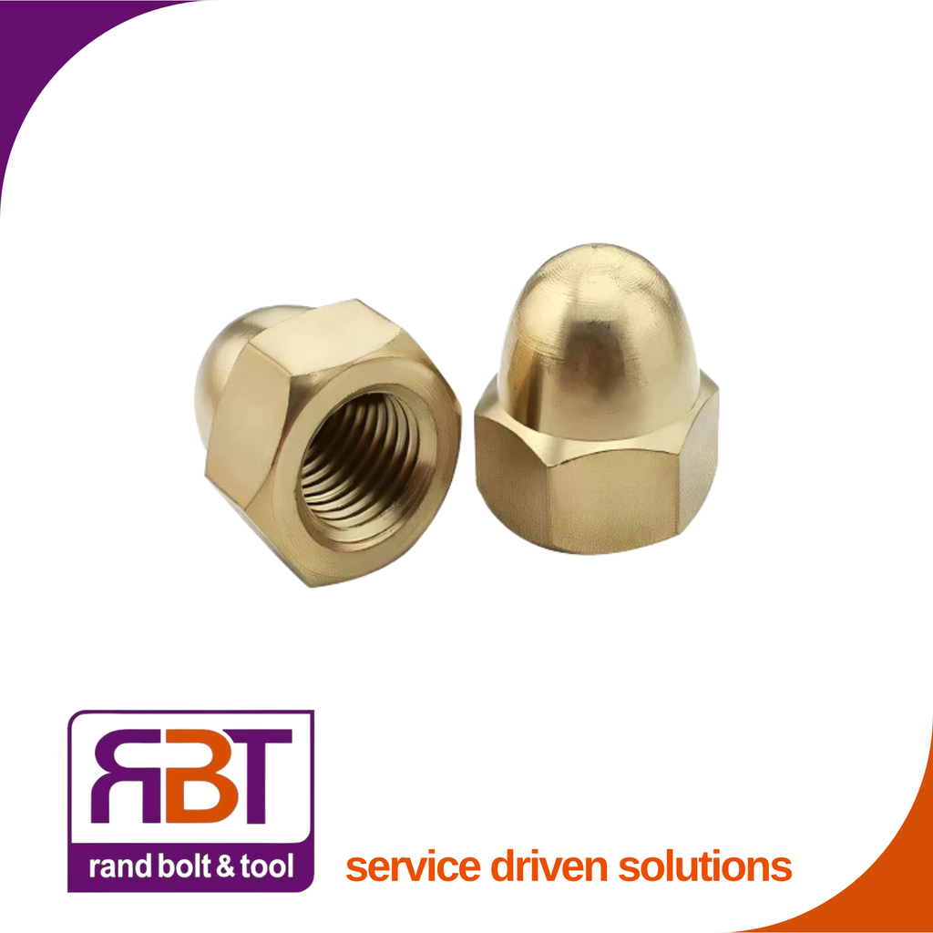 [1587BR10] Dome Nut M10 x 1.5 Brass DIN 1587