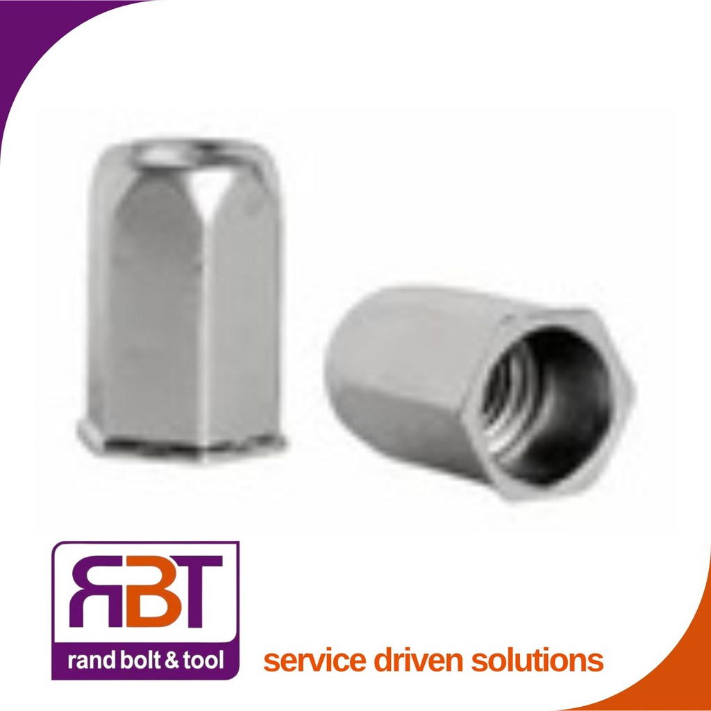 Rivnut M8 x 1.25 Aluminium Hex lw/prfl