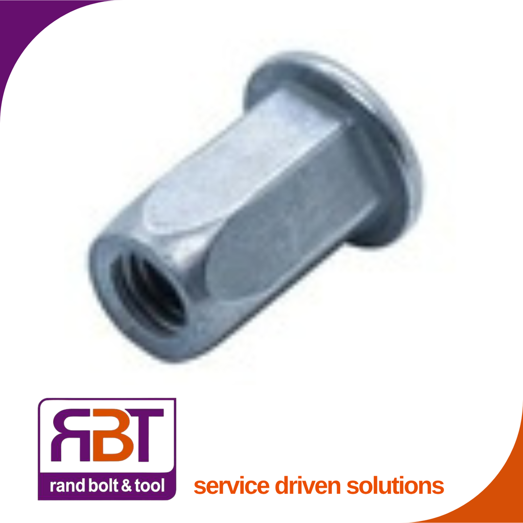 Rivnut M6 x 1 Aluminium Hex lrg/flng