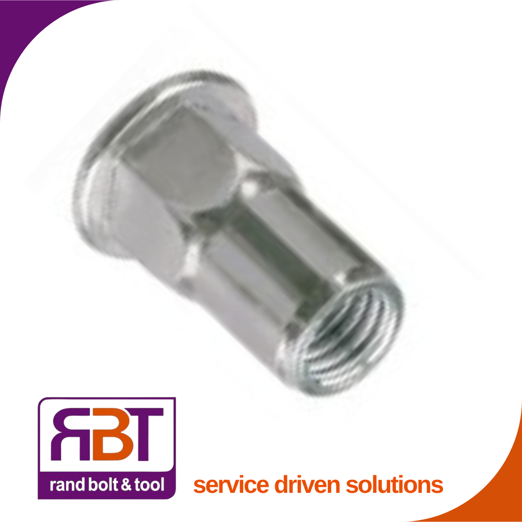 Rivnut M8 x 1.25 Zinc Plated Steel sm/hex lrg/flng