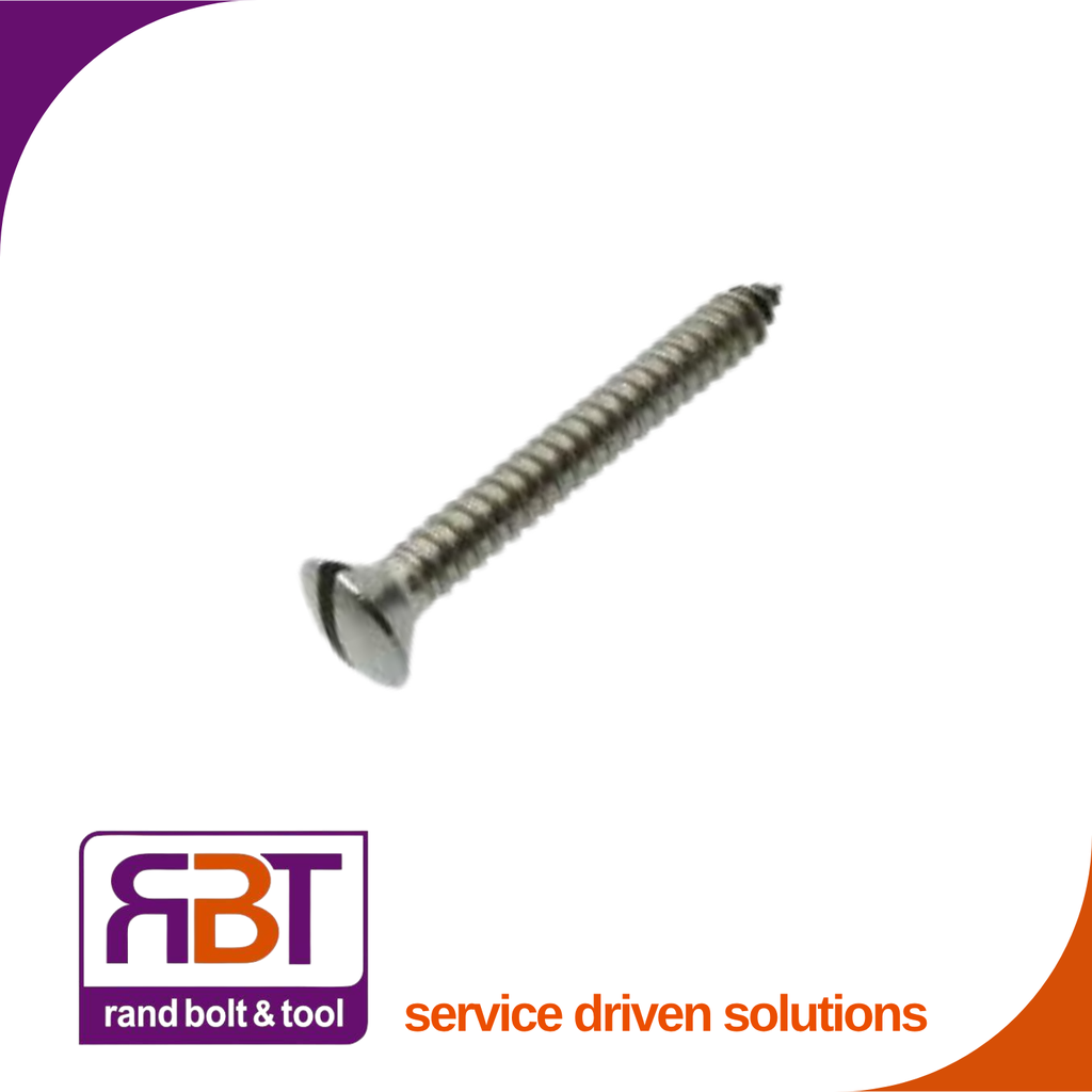 Self Tapper #4 x 9.5 Countersunk Raised Head Slotted A2 Stainless Steel DIN 7973