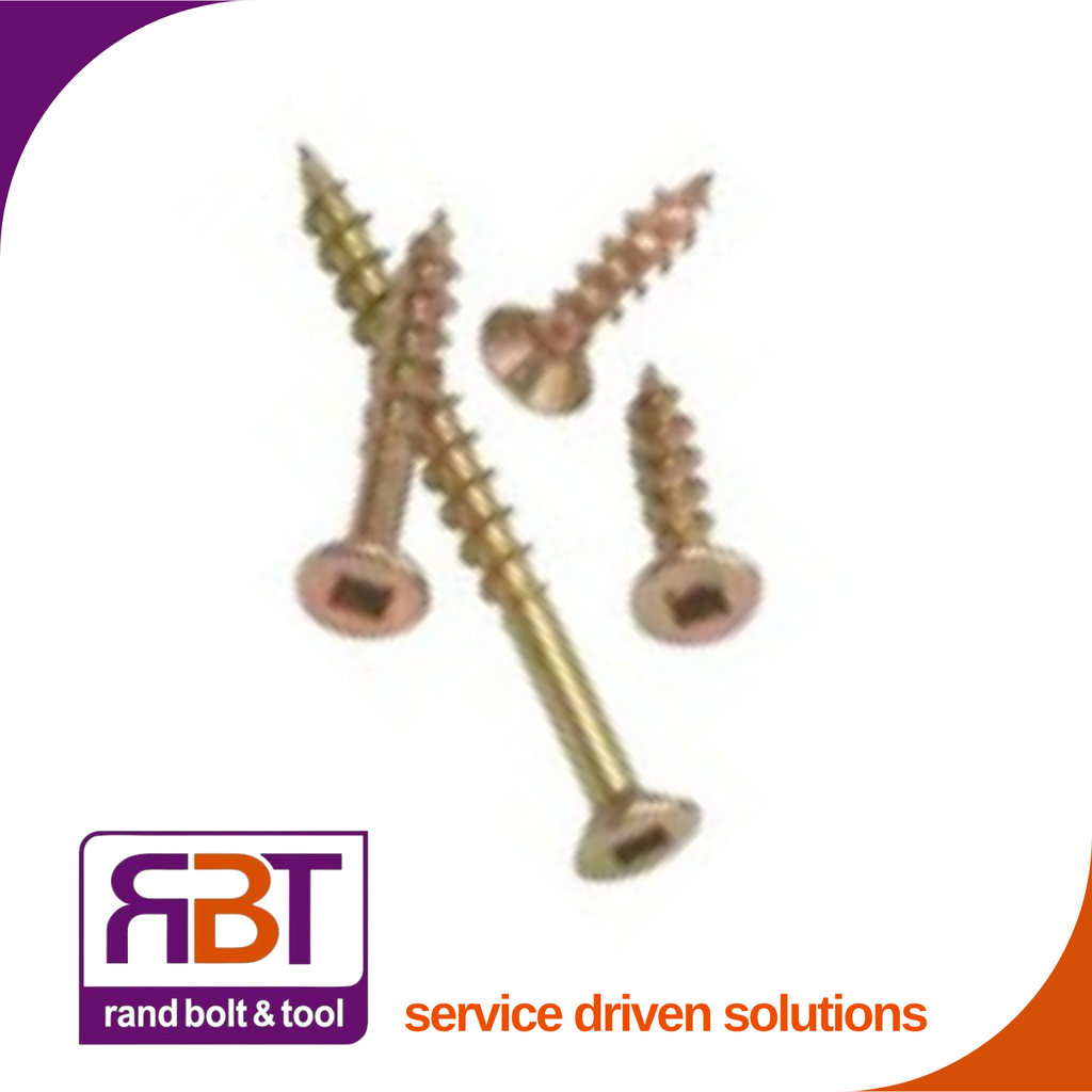 Chipboard 10 x 60 Csk/Sq Yellow Passivated DIN 7505