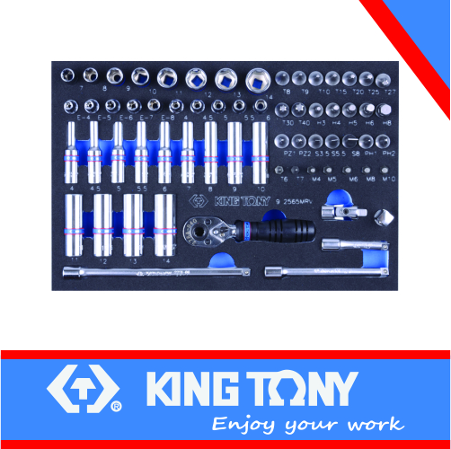 [9-2534MRV] Socket Set 1/4dr Metric For Tool Box Eva Foam 34pc 6pt King Tony