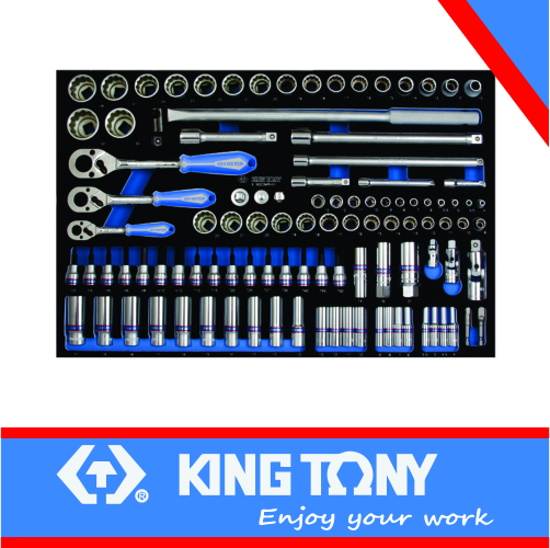 [9-9503MRV01] Socket Set 1/4dr & 3/8dr & 1/2dr Wrench With Eva Tray 77pc King Tony