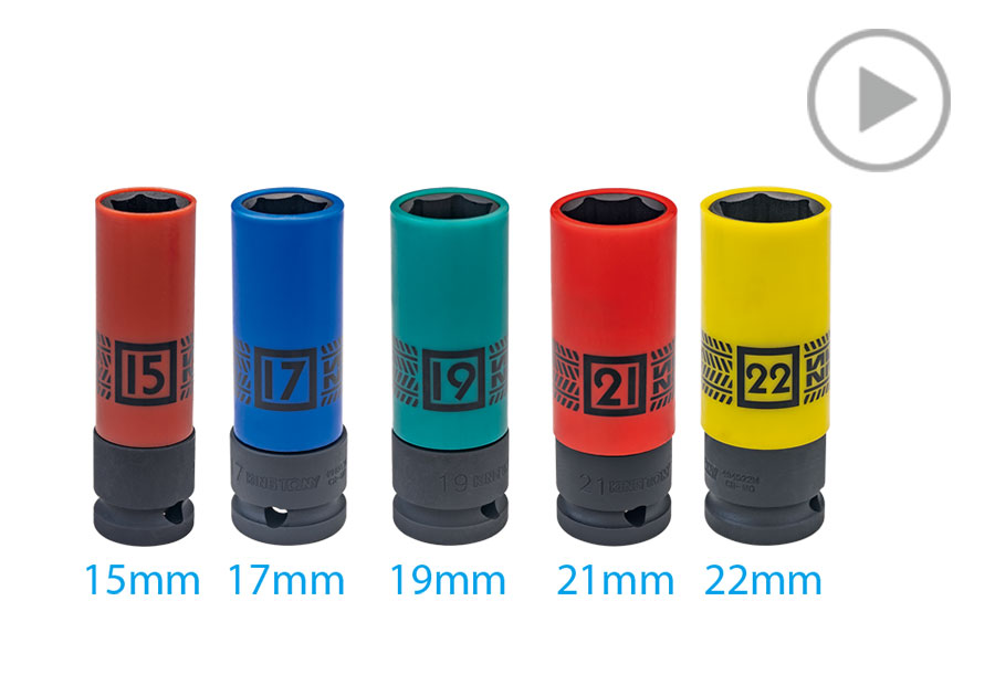 [494519M] Socket 19mm Deep Rubber Cover Impact 1/2dr 6pt King Tony