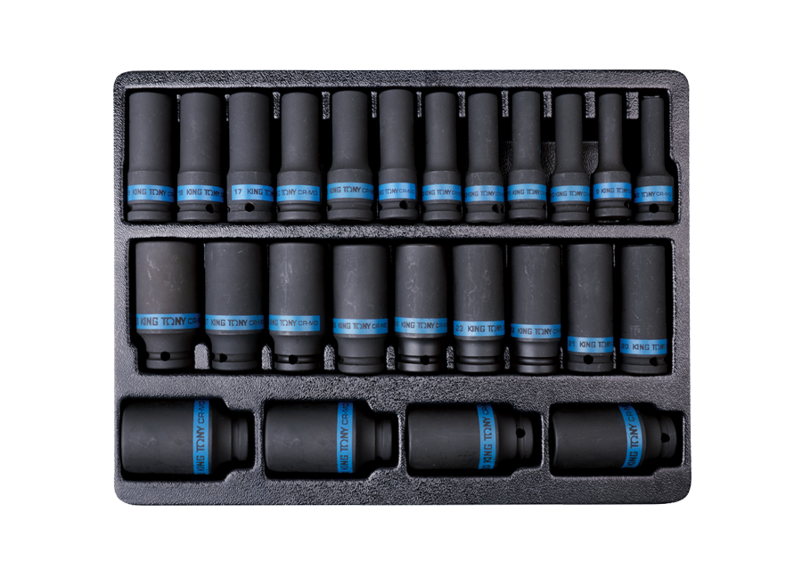 [9-4435MP] Socket Set 1/2dr Impact Deep 25pc 6pt King Tony