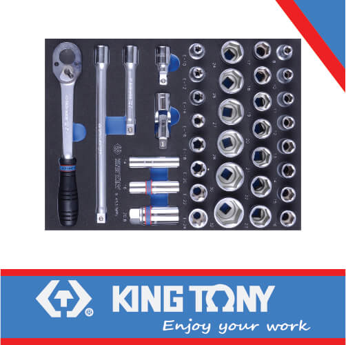 [9-4537MRV] Socket Set 1/2dr For Trolley Eva Foam 37pc King Tony