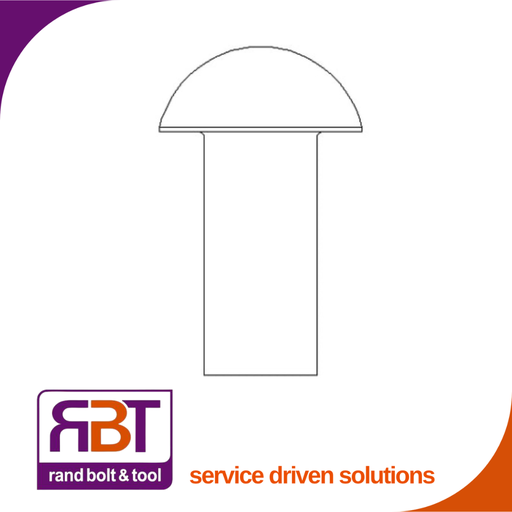 [722ST625] Solid Rivet 6 x 25 Round Head Steel 