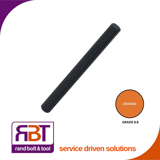 [976B8201] Threaded Rod M20 x 1m Black Gr.8 DIN 976