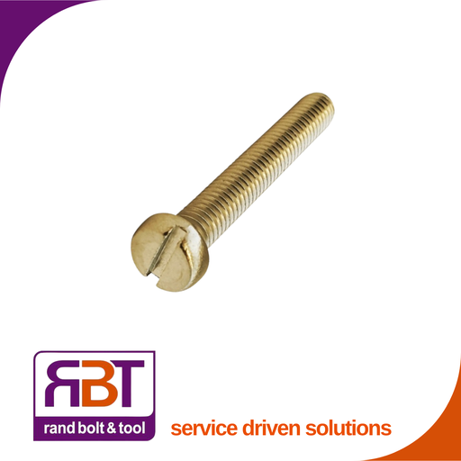 [84BR350] Machine Screw M3 x 50mm Cheese Head Slotted Brass DIN 84