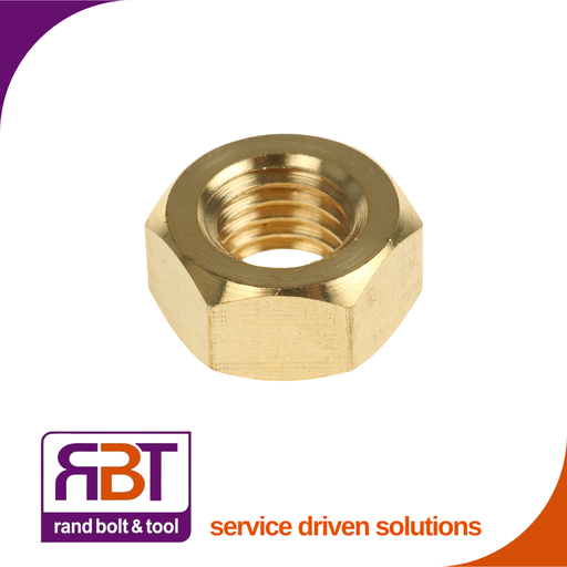 [934BR8] Full Hex Nut M8 x 1.25 Brass DIN 934