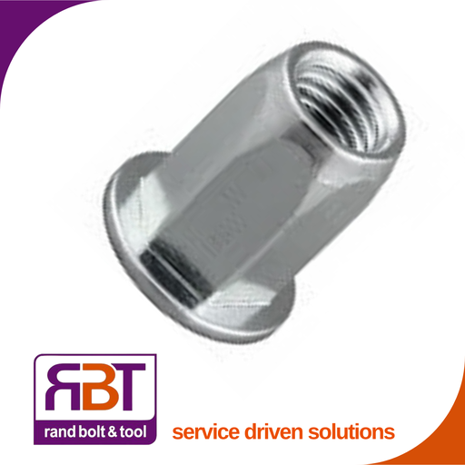 [141Z4LF8L] Rivnut M8 x 1.25 (055) Zinc Plated Steel Hex lrg/flng