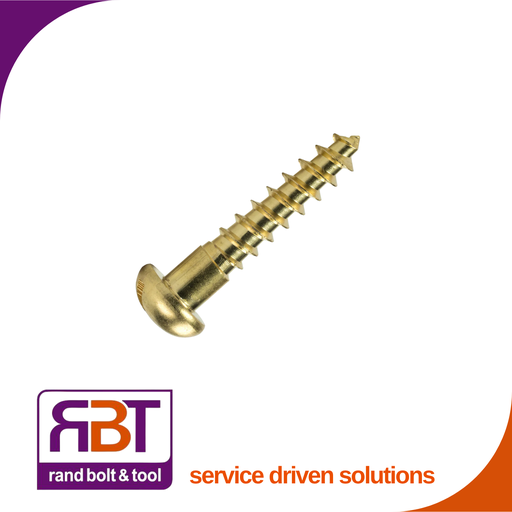 [96BR625] Wood Screw 6 x 25 Rnd/Hd/Slt Brass DIN 96